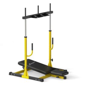 Soozier Vertical Leg Press Machine with Adjustable Leg, Back and Head Positions, Olympic Plate Compatible, Yellow