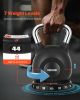 VEVOR Kettlebell, Adjustable Kettlebell with 7 Weight Levels (5, 11.5, 18, 24.5, 31, 37.5, 44 lbs), Die-Cast Aluminum and ABS Material