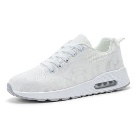 Large size new flying woven fashion casual sports women's shoes shaking shoes heightening shoes trend women's shoes (Color: White, size: 37)