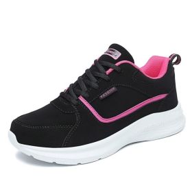 Lace Up Lightweight Casual Sneakers (Color: Pink, size: 9)