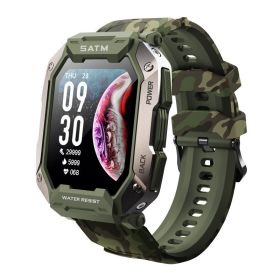 Military Smart Watch For Men; All-New 1.71'' Tactical Smartwatch For Android Phones And IPhone Compatible; 5ATM Fitness Tracker With Blood Pressure; H (Color: camouflage green)