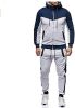 Men's 2 Piece Tracksuit Stitch Hoodie Pants Sport Suit Zipper Cardigan Casual Sport Suit