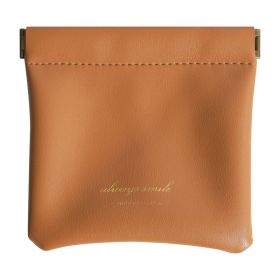 Unisex PU Leather Portable Coin Purse Small Earphone Bag Headphone Organizer Mini Sundry Cosmetic lipstick Change Storage Bag (Color: Brown, size: S 8.3x7.5cm)