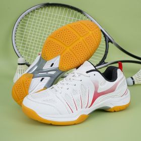 New super light breathable couple badminton shoes Fashion comfortable men's sports shoes tennis shoes (Color: White red, size: 41)