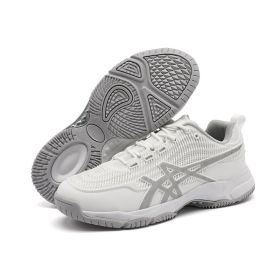 Men's new badminton shoes Fashion comfortable breathable men's and women's sports shoes casual men's shoes (Color: White grey, size: 40)