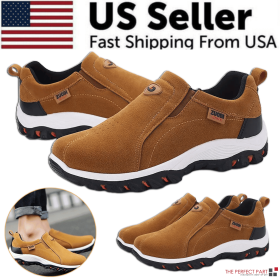 Men's Loafer Slip On Athletic Shoes Casual Walking Sneakers Outdoor Sports (US Shoe Size: US Men's 9 / Women's 10.5, Color: Brown)