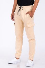 Cotton Blend Jogger Sweats (Color: KHAKI, size: M)