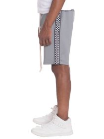 Weiv Mens Checkered Stripe Track Shorts (Color: Grey, size: L)