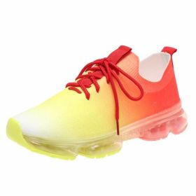 Fashion Mesh Cozy Running Sport Shoes Women Lace Up Sneakers (Color: YELLOW, Shoe Size: 9)