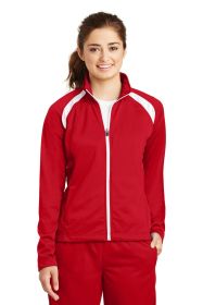 Sport-Tek Ladies Tricot Track Jacket LST90 (Color: True Red/ White, size: M)