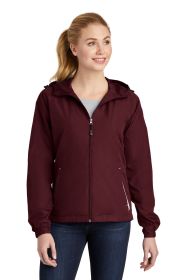 Sport-Tek Ladies Colorblock Hooded Raglan Jacket LST76 (Color: Maroon/ White, size: M)