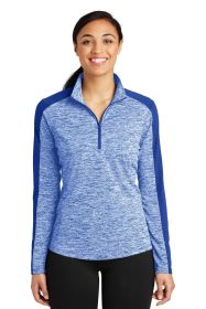 Sport-Tek Ladies PosiCharge Electric Heather Colorblock 1/4-Zip Pullover LST397 (Color: True Royal Electric/ True Royal, size: L)