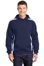 Sport-Tek Sleeve Stripe Pullover Hooded Sweatshirt ST265 (Color: True Navy/ White, size: 3XL)