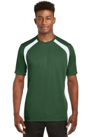 Sport-Tek Dry Zone Colorblock Crew T478 (Color: Forest Green/ White, size: XS)