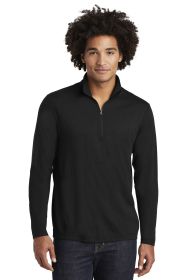 Sport-Tek PosiCharge Tri-Blend Wicking 1/4-Zip Pullover ST407 (Color: Black Triad Solid, size: L)