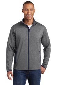 Sport-Tek Sport-Wick Stretch Contrast Full-Zip Jacket ST853 (Color: Charcoal Grey Heather/ True Navy, size: XS)