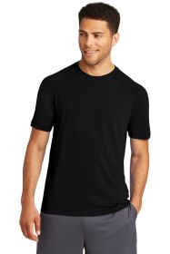 Sport-Tek PosiCharge Tri-Blend Wicking Raglan Tee ST400 (Color: Black Triad Solid, size: 3XL)
