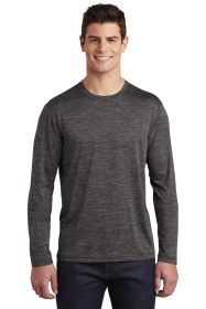Sport-Tek PosiCharge Long Sleeve Electric Heather Tee ST390LS (Color: Grey-Black Electric, size: 3XL)