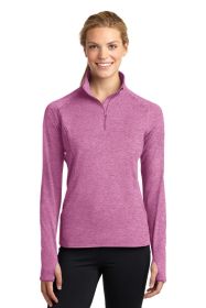 Sport-Tek Ladies Sport-Wick Stretch 1/4-Zip Pullover LST850 (Color: Pink Rush Heather, size: M)