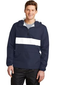 Sport-Tek Zipped Pocket Anorak JST65 (Color: True Navy/ White, size: XL)