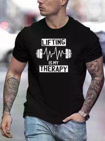 Men's "Lifting is My Relax" Graphic Cotton T-Shirt - Black Fitness & Casual Wear, Breathable Summer Tee for Gym (Color: Black, size: XXXL)