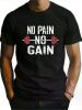 Men's Black Cotton Crew Neck T-Shirt - "No Pain No Gain" Graphic, Soft & Breathable, Perfect for Gym, Running, Hiking