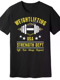 Weightlifting Strength Dept Gym Tee 89847 funny Men'S Short Sleeve T-shirt black AM (Color: Black, size: XXL)