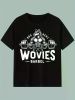 Men's Wolf Barbell Graphic T-Shirt - 100% Cotton, Short Sleeve, Black, Fitness & Strength Design, Perfect Gift for Gym Enthusiasts